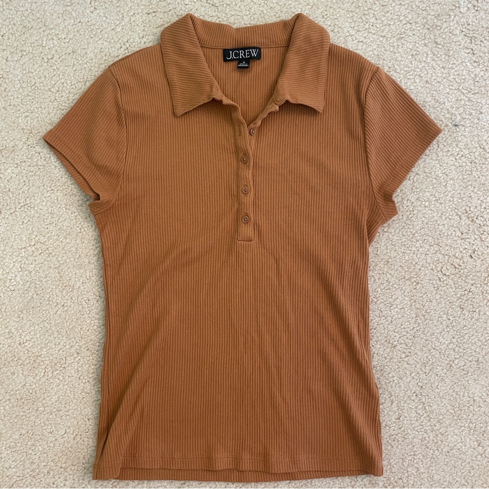 J. Crew Brown Fitted Button Down Polo Top